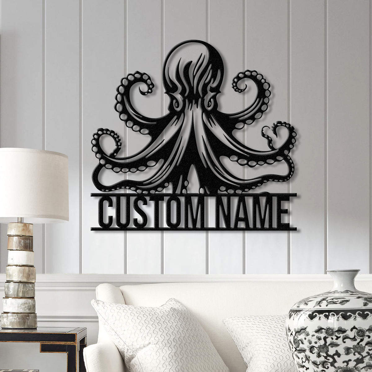 Custom Octopus Metal Sign, Personalized Nautical Decor, Sea Life Wall Art, Beach House Decor, Coastal Home Wall Sign, Christmas Gifts