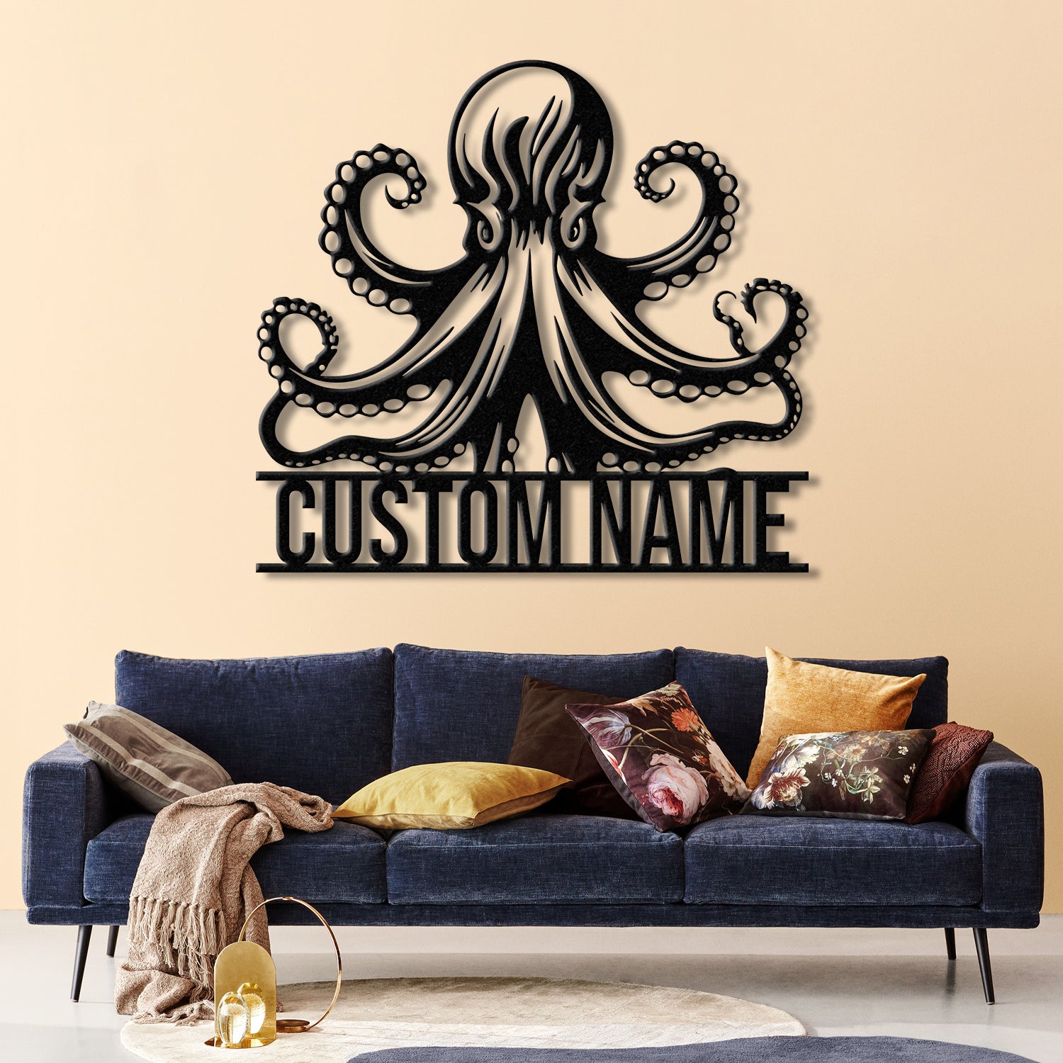 Custom Octopus Metal Sign, Personalized Nautical Decor, Sea Life Wall Art, Beach House Decor, Coastal Home Wall Sign, Christmas Gifts