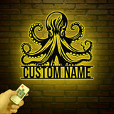 Custom Octopus Metal Sign, Personalized Nautical Decor, Sea Life Wall Art, Beach House Decor, Coastal Home Wall Sign, Christmas Gifts