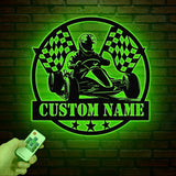 Personalized Go Kart Racing Metal Sign with LED Light, Custom Go Kart Racing Sign, Go Kart Racer Name Sign, Go Kart Gifts, Kart Racer Gift