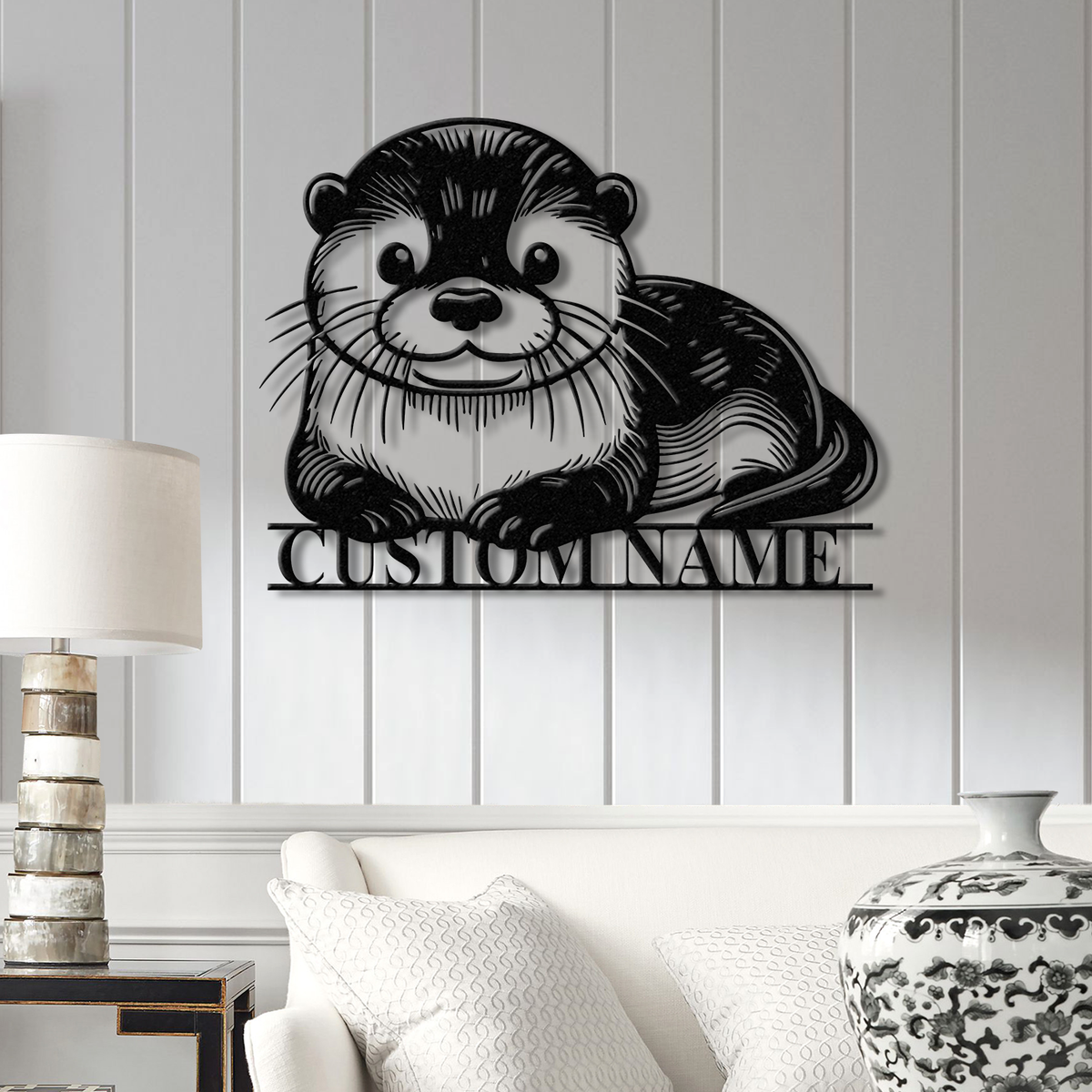 Personalized River Otter Metal Sign with Led Lights, Custom Otter Metal Sign, Otter Sign, Birthday Gift, Otter Gifts, Otter Office Sign