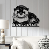 Personalized River Otter Metal Sign with Led Lights, Custom Otter Metal Sign, Otter Sign, Birthday Gift, Otter Gifts, Otter Office Sign