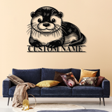 Personalized River Otter Metal Sign with Led Lights, Custom Otter Metal Sign, Otter Sign, Birthday Gift, Otter Gifts, Otter Office Sign