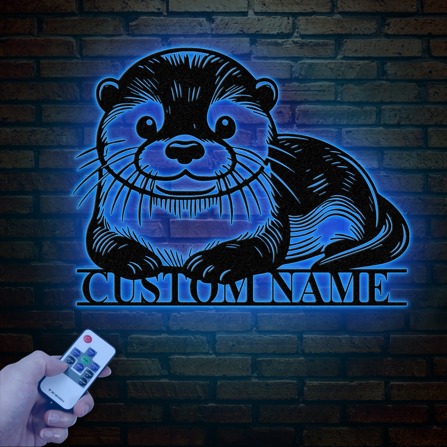 Personalized River Otter Metal Sign with Led Lights, Custom Otter Metal Sign, Otter Sign, Birthday Gift, Otter Gifts, Otter Office Sign