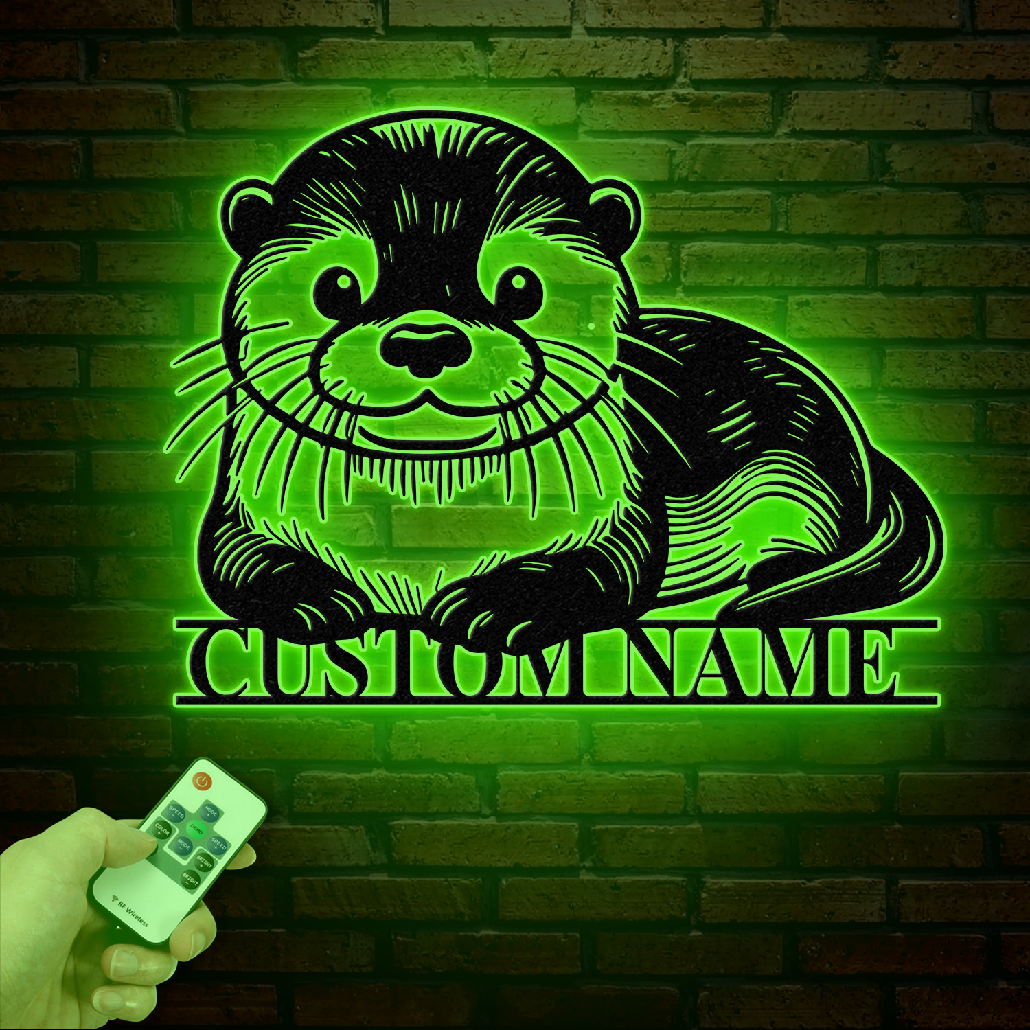 Personalized River Otter Metal Sign with Led Lights, Custom Otter Metal Sign, Otter Sign, Birthday Gift, Otter Gifts, Otter Office Sign