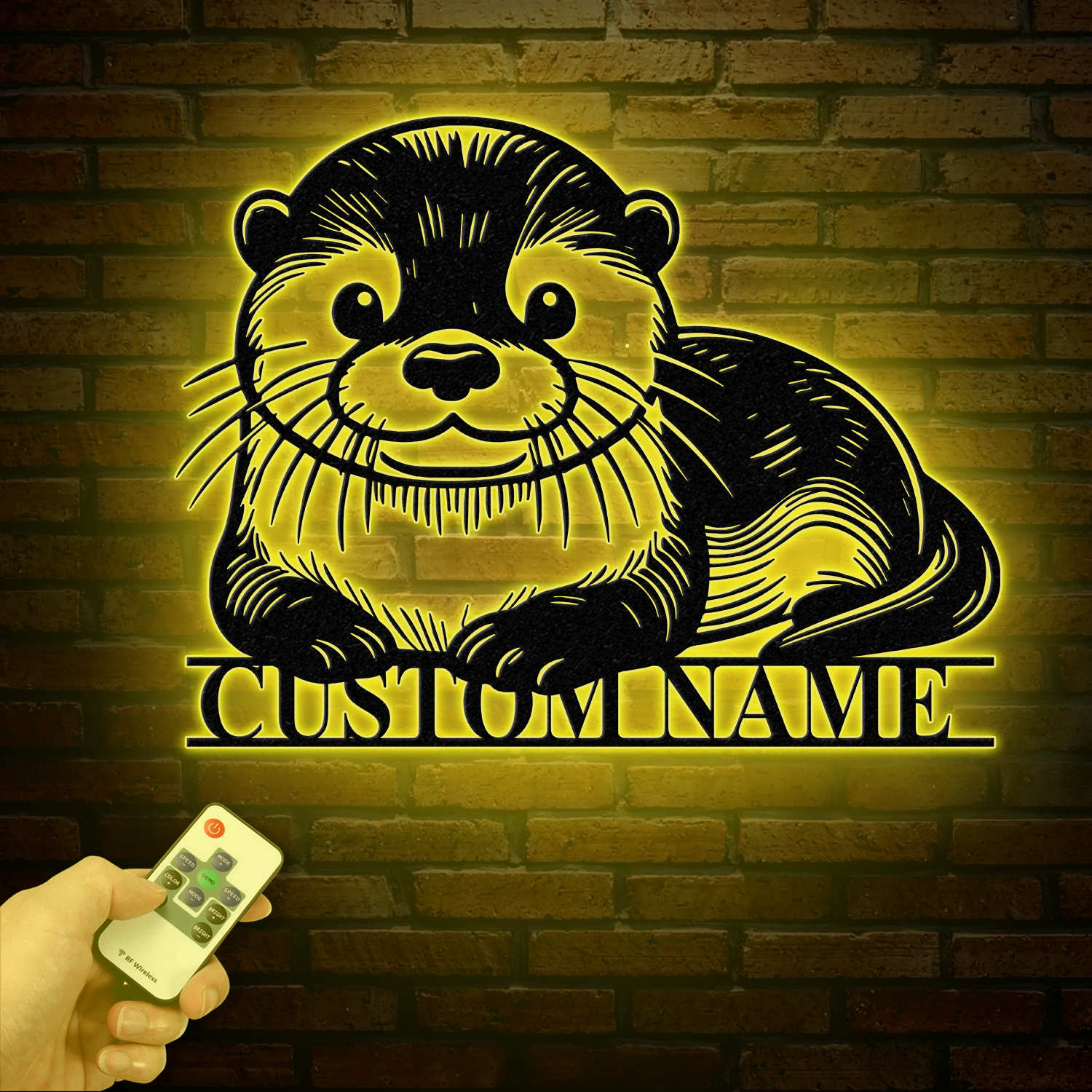 Personalized River Otter Metal Sign with Led Lights, Custom Otter Metal Sign, Otter Sign, Birthday Gift, Otter Gifts, Otter Office Sign