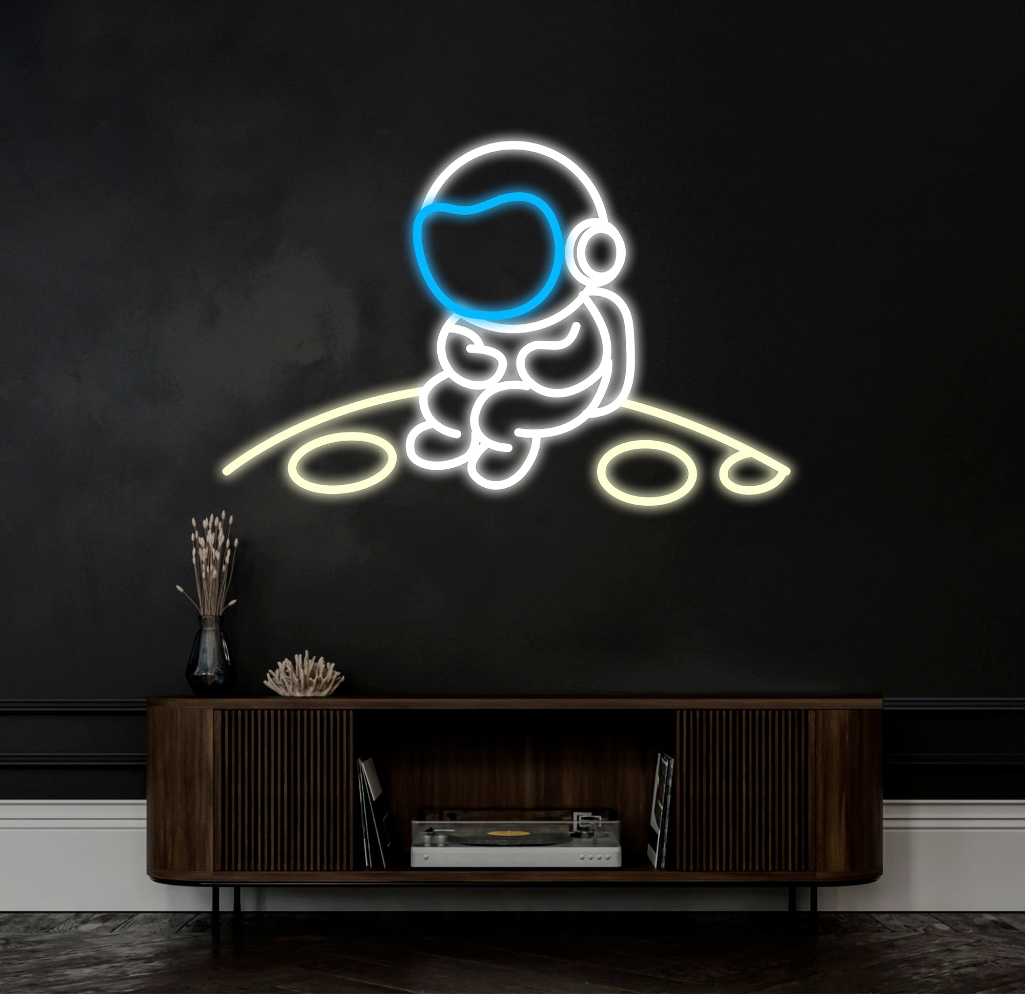 Astronaut Neon Sign, Large Spaceman Sitting On The Planet LED Neon Sign, Big Neon Light Sign, Kid Room Decor, Birthday Gifts