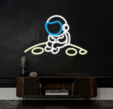 Astronaut Neon Sign, Large Spaceman Sitting On The Planet LED Neon Sign, Big Neon Light Sign, Kid Room Decor, Birthday Gifts