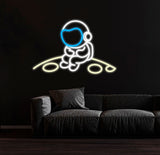 Astronaut Neon Sign, Large Spaceman Sitting On The Planet LED Neon Sign, Big Neon Light Sign, Kid Room Decor, Birthday Gifts