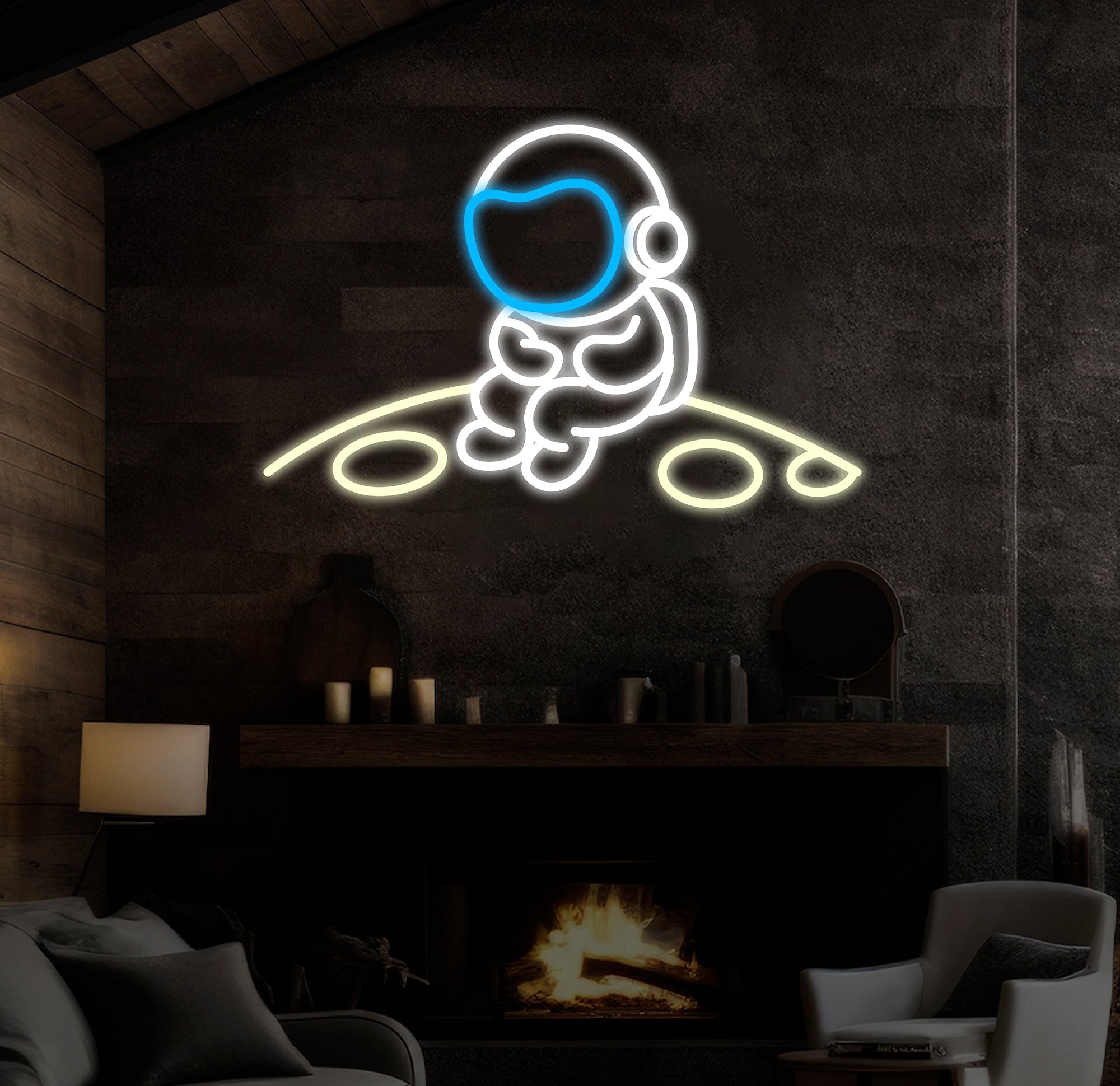 Astronaut Neon Sign, Large Spaceman Sitting On The Planet LED Neon Sign, Big Neon Light Sign, Kid Room Decor, Birthday Gifts