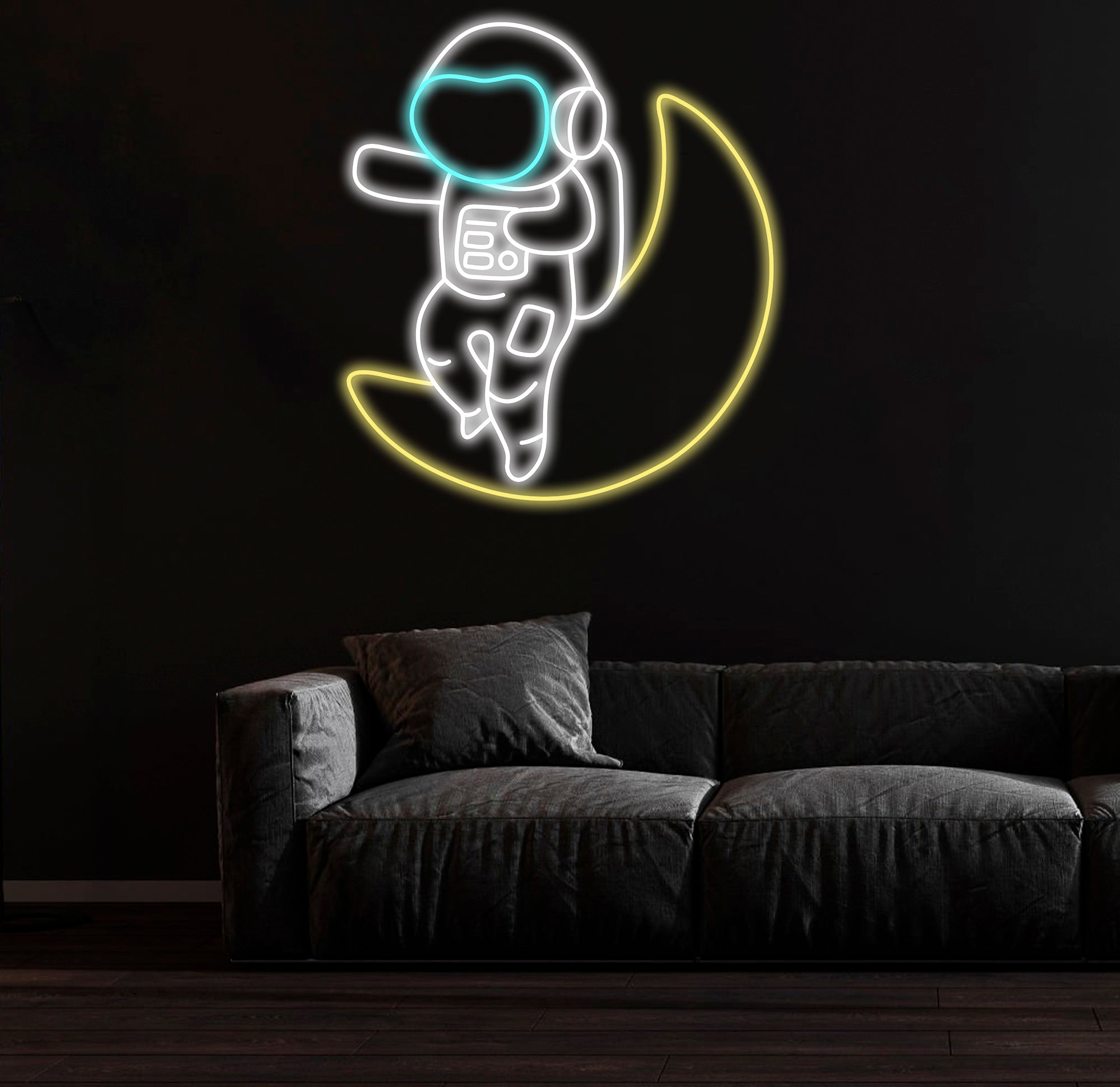 Astronaut Sitting on The Moon Neon Sign Led Neon Lights for Wall Decor, Light Up Signs for Bedroom, Party Decorations Gifts