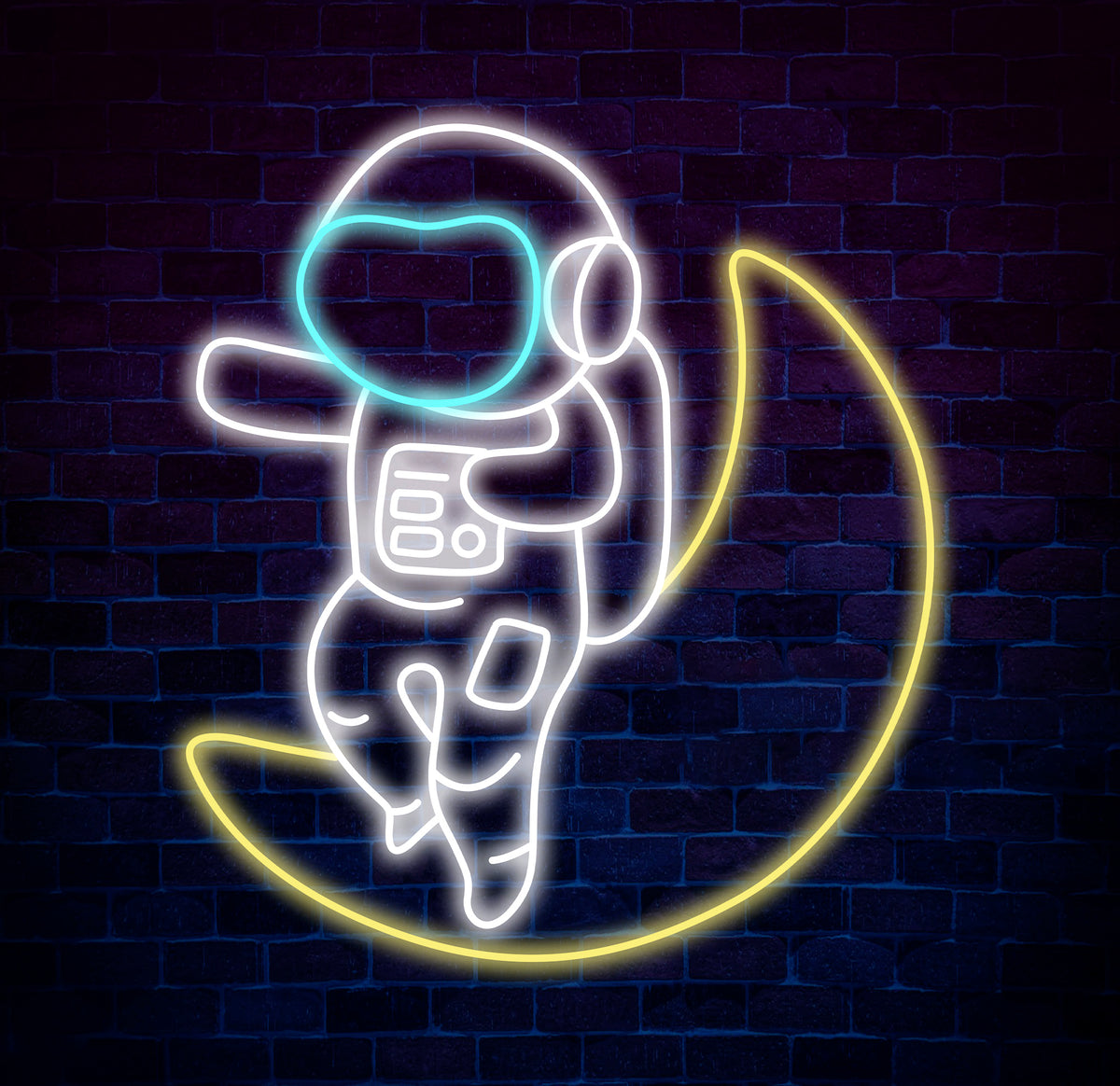 Astronaut Sitting on The Moon Neon Sign Led Neon Lights for Wall Decor, Light Up Signs for Bedroom, Party Decorations Gifts
