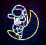 Astronaut Sitting on The Moon Neon Sign Led Neon Lights for Wall Decor, Light Up Signs for Bedroom, Party Decorations Gifts