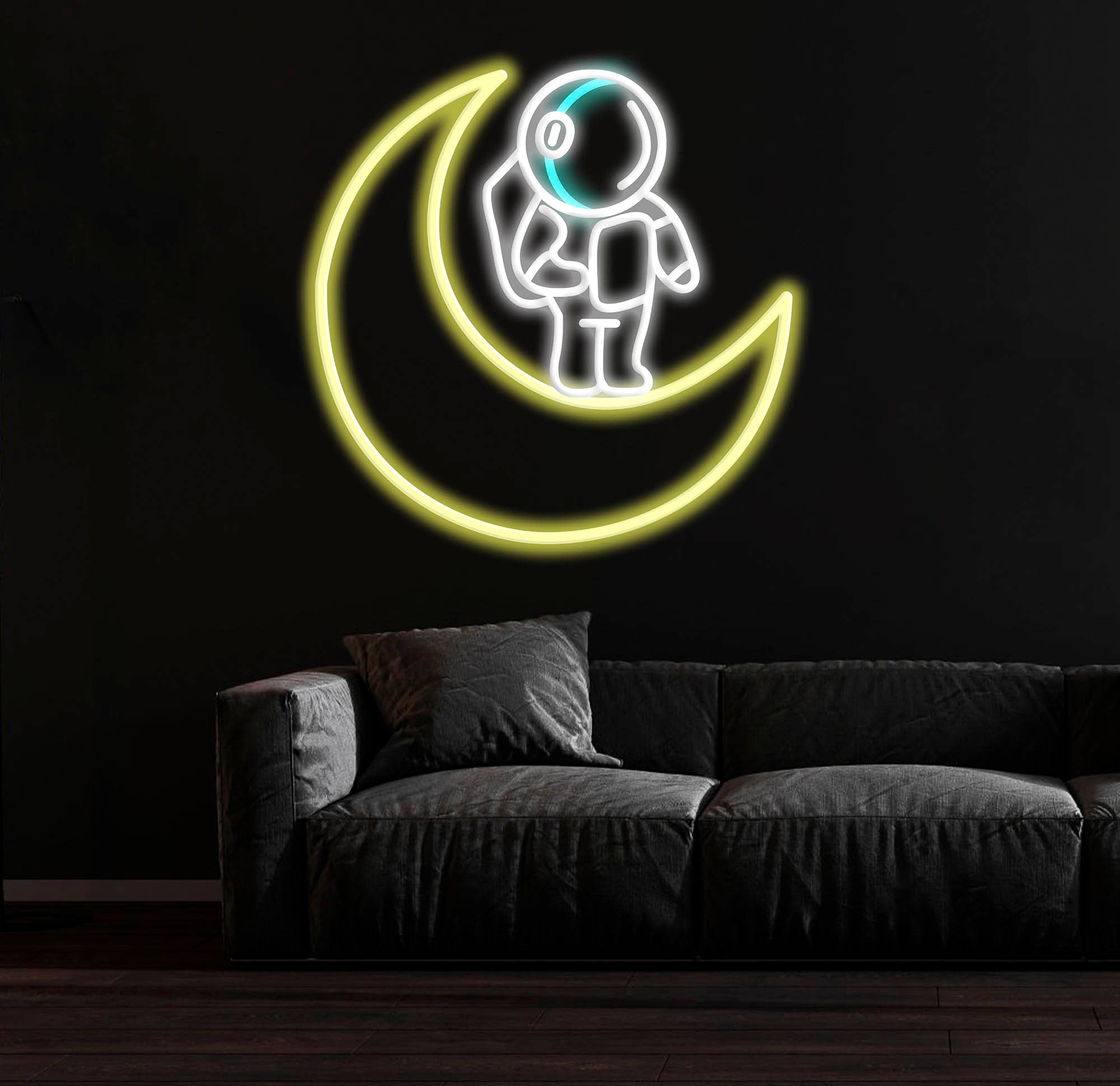 Astronaut Sitting on The Moon Neon Sign Led Neon Lights for Wall Decor, Light Up Signs for Bedroom, Party Decorations Gifts