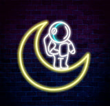 Astronaut Sitting on The Moon Neon Sign Led Neon Lights for Wall Decor, Light Up Signs for Bedroom, Party Decorations Gifts