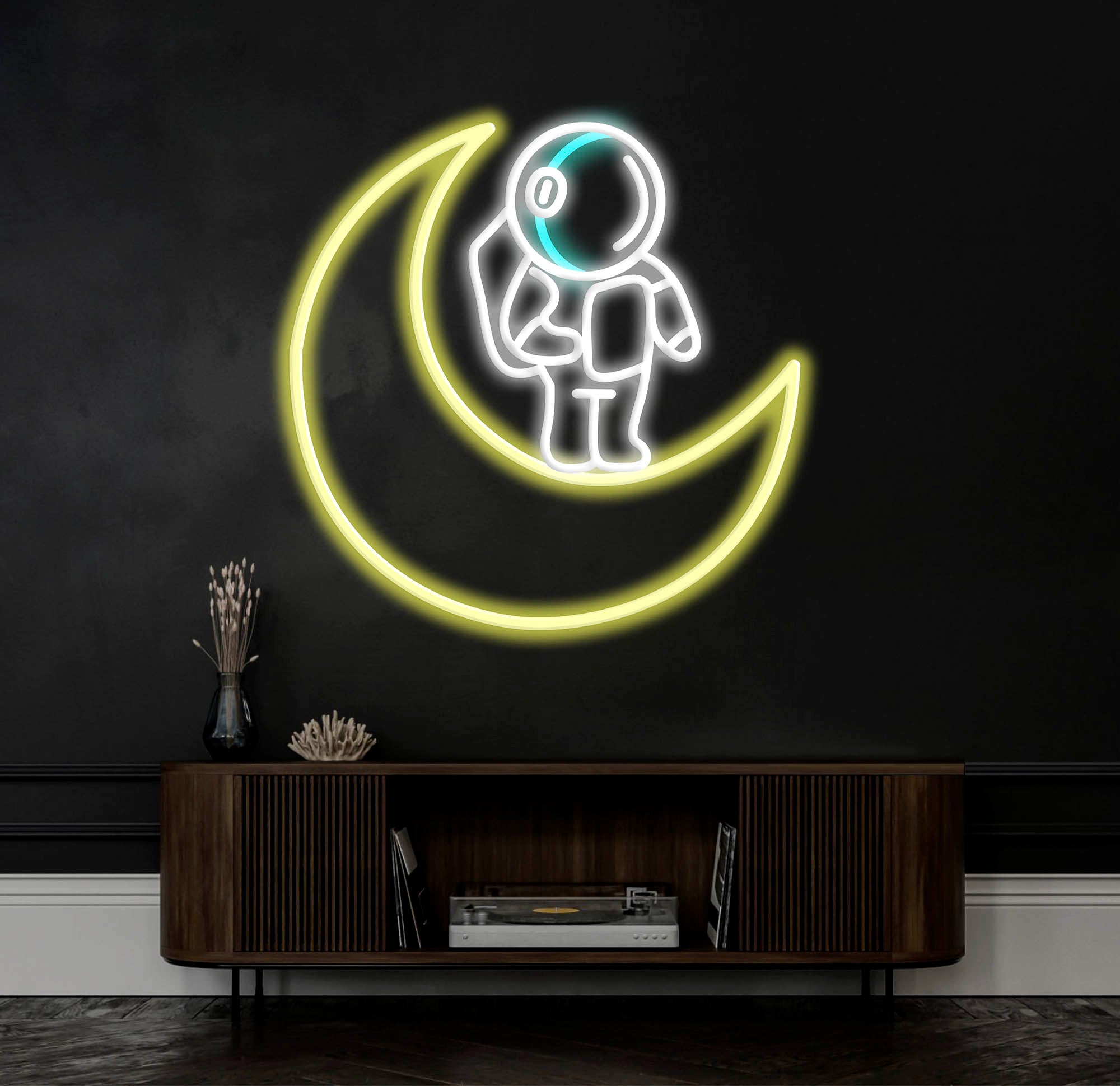 Astronaut Sitting on The Moon Neon Sign Led Neon Lights for Wall Decor, Light Up Signs for Bedroom, Party Decorations Gifts