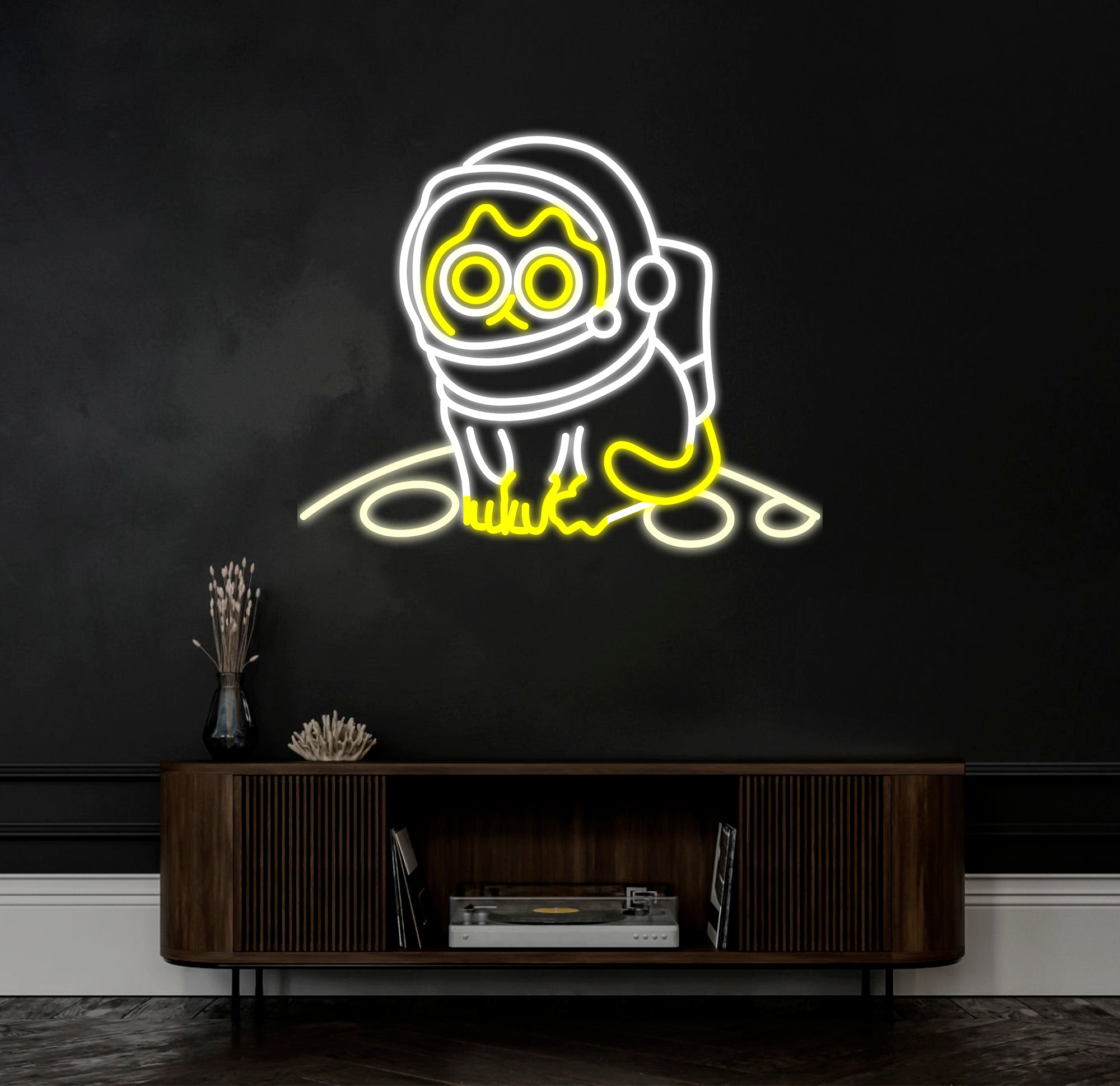 Astronaut Cat Sitting on The Moon Neon Sign Led Neon Lights for Wall Decor, Light Up Signs for Bedroom, Party Decorations Gifts