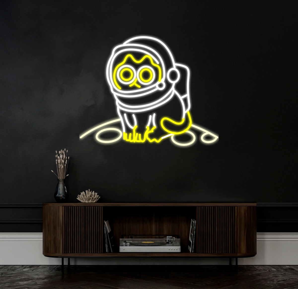 Astronaut Cat Sitting on The Moon Neon Sign Led Neon Lights for Wall Decor, Light Up Signs for Bedroom, Party Decorations Gifts