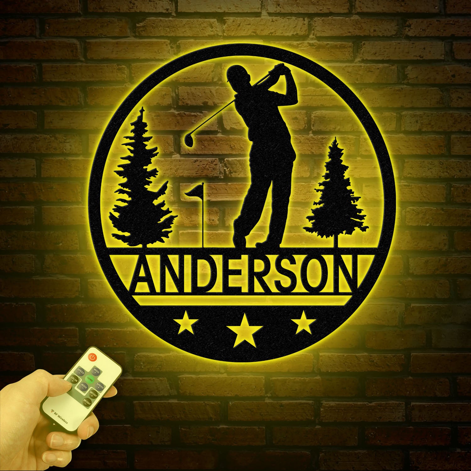 Personalized LED Golf Metal Wall Art, Custom Golfer Name Sign, Golf Course Decor for Man Cave or Office, Gift for Golf Lovers