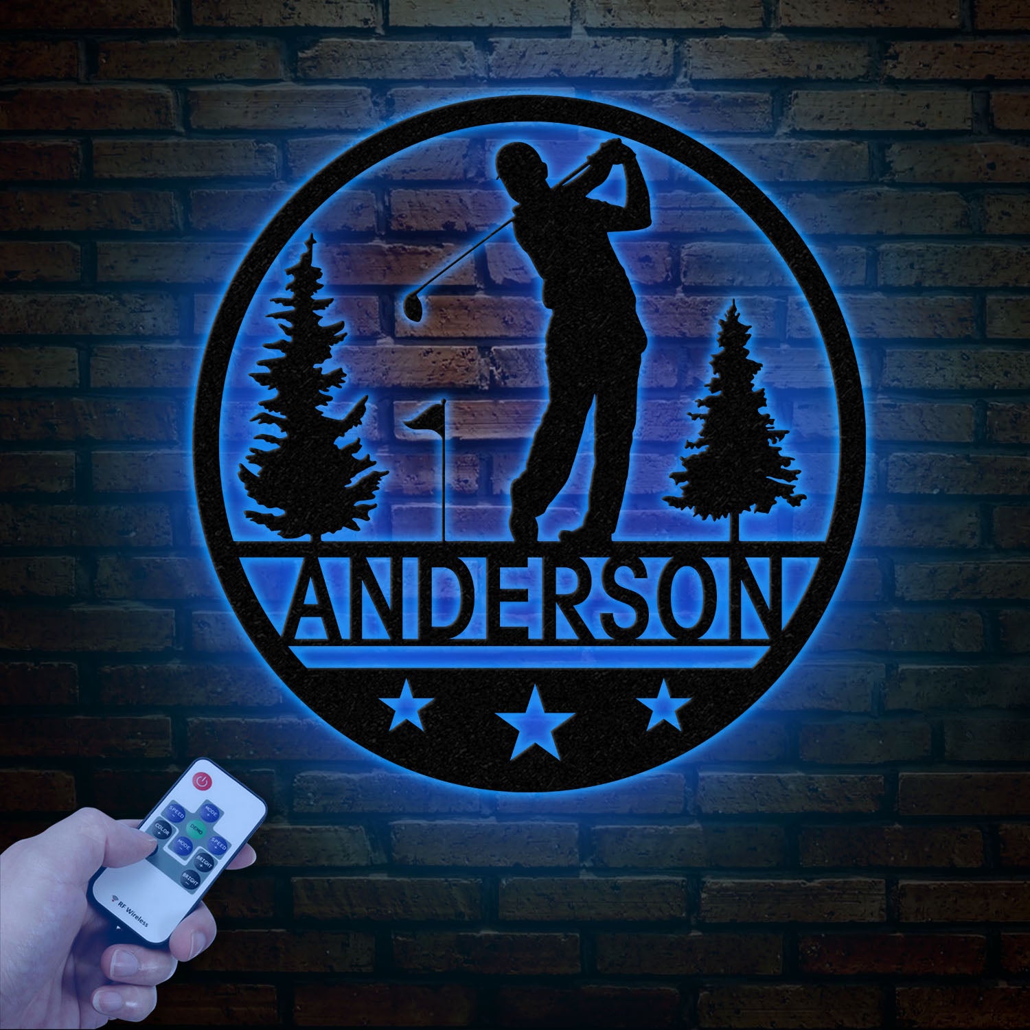 Personalized LED Golf Metal Wall Art, Custom Golfer Name Sign, Golf Course Decor for Man Cave or Office, Gift for Golf Lovers
