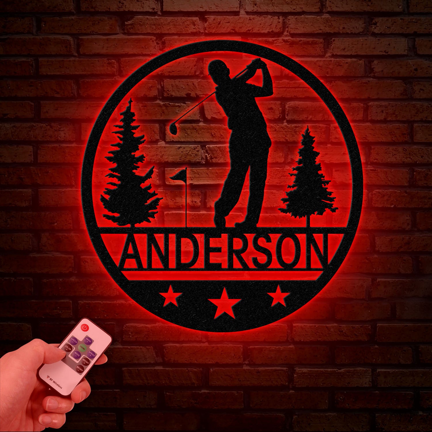 Personalized LED Golf Metal Wall Art, Custom Golfer Name Sign, Golf Course Decor for Man Cave or Office, Gift for Golf Lovers