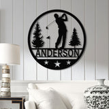 Personalized LED Golf Metal Wall Art, Custom Golfer Name Sign, Golf Course Decor for Man Cave or Office, Gift for Golf Lovers