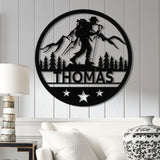 Custom LED Hiker Wall Sign - Personalized Hiking Metal Art with Name, Nature Lover Wall Decor, Adventure Gift for Hikers or Cabin