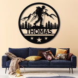 Custom LED Hiker Wall Sign - Personalized Hiking Metal Art with Name, Nature Lover Wall Decor, Adventure Gift for Hikers or Cabin