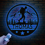 Custom LED Hiker Wall Sign - Personalized Hiking Metal Art with Name, Nature Lover Wall Decor, Adventure Gift for Hikers or Cabin