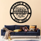 Custom 50th Anniversary Floral Metal Sign - Personalized Last Name LED Sign - Wedding or Housewarming Gift - Custom Anniversary Decor