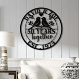 Custom 50 Years Together Anniversary Sign - Personalized Couple Name Sign with Love Birds, Perfect Anniversary Gift, Wedding Gift