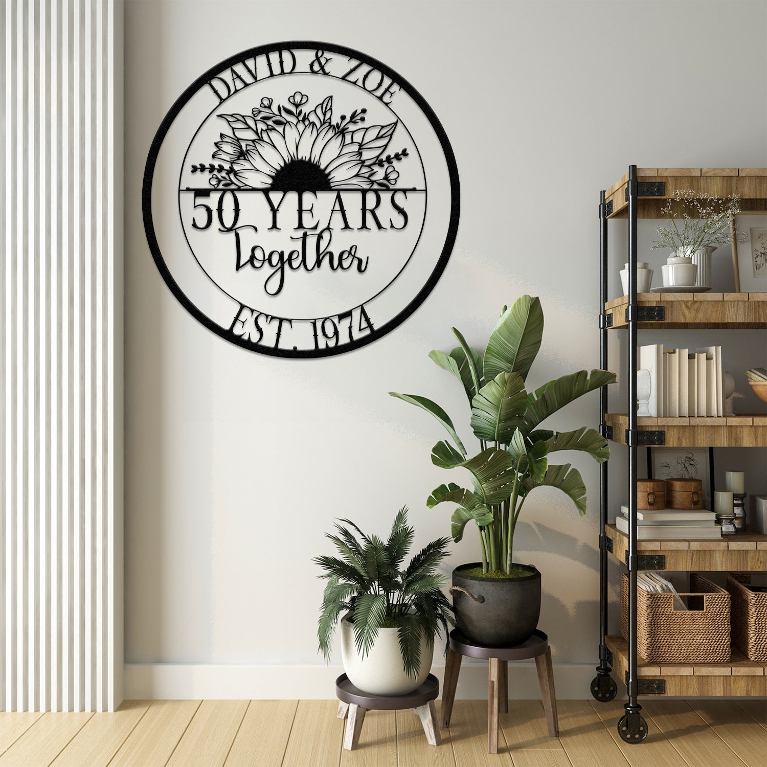 Custom 50 Years Together Anniversary Sign - Personalized Couple Name Sign with Love Birds, Perfect Anniversary Gift, Wedding Gift