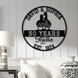 Custom 50th Anniversary Gift, Golden Wedding Metal Sign with Duck Couple, Personalized Wall Art for Parents, Wedding Anniversary Gift