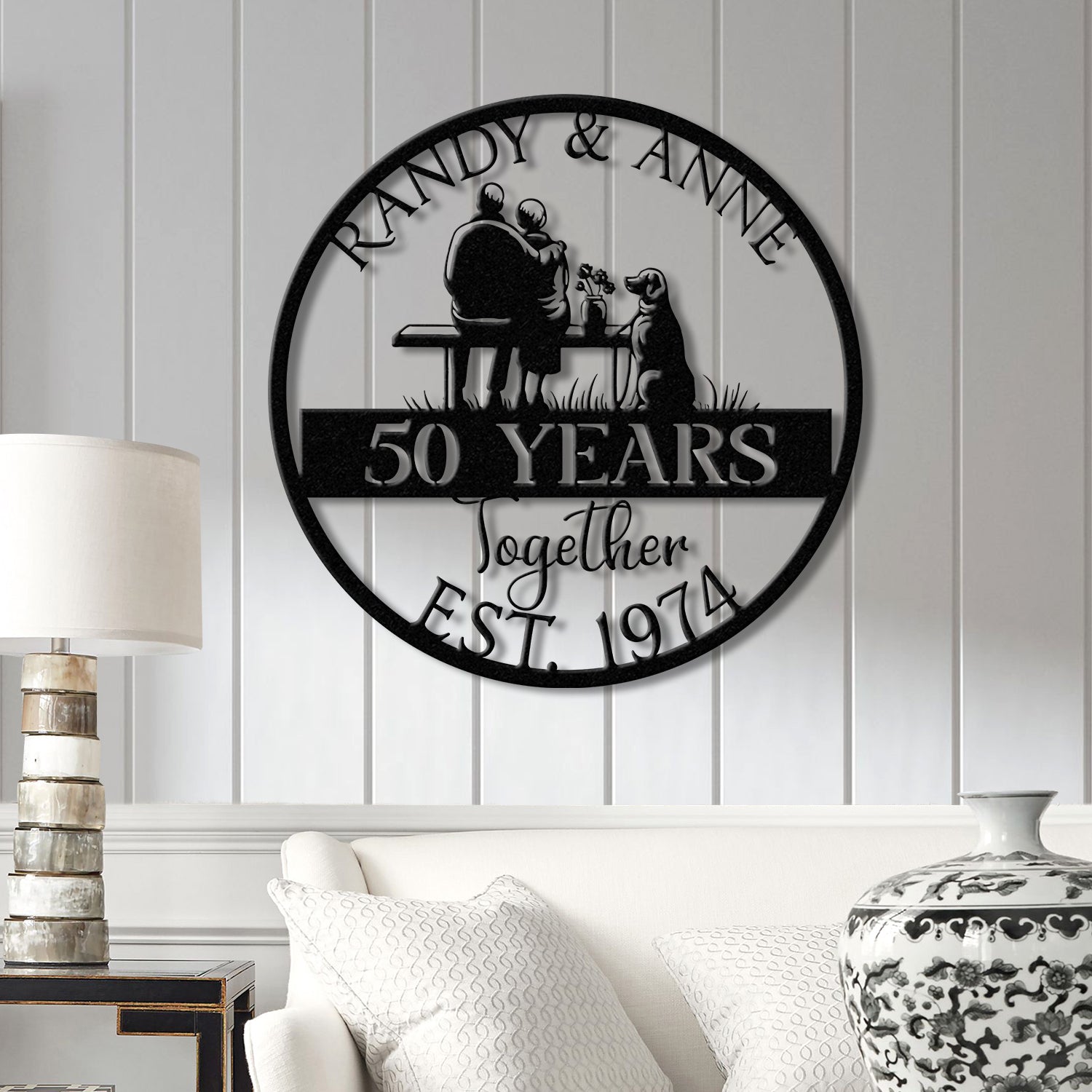 Custom 50th Anniversary Metal Sign - Golden Wedding Gift for Parents - Personalized Wall Art for Couples, Husband and Wife Anniversary