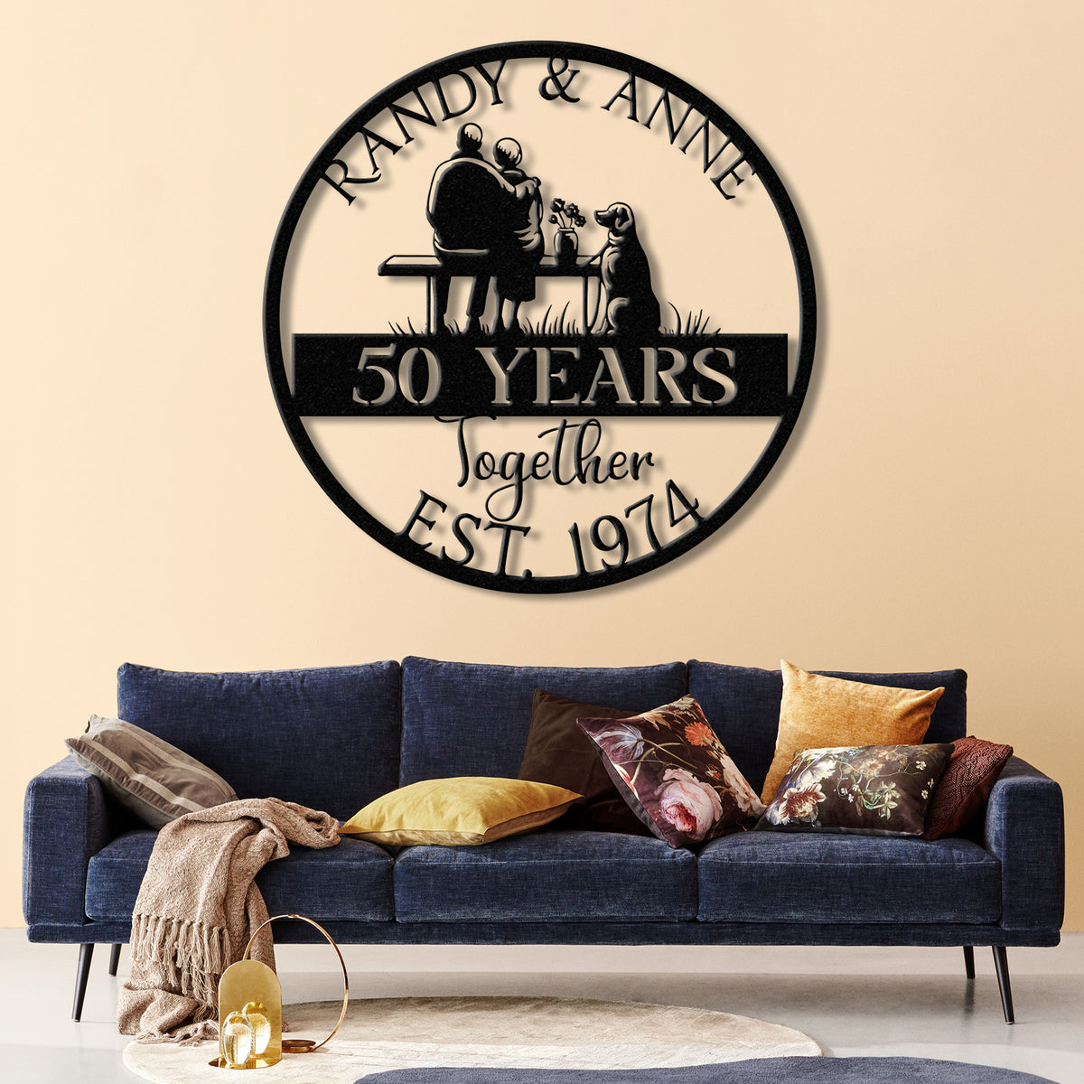 Custom 50th Anniversary Metal Sign - Golden Wedding Gift for Parents - Personalized Wall Art for Couples, Husband and Wife Anniversary