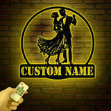 Custom Tango Dance Metal Wall Art with LED Lights, Personalized Tango Dancer Sign, Metal Tango Wall Decor for Studio or Home