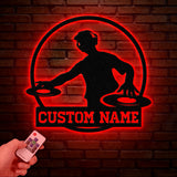 Custom DJ Metal Sign with LED Light, Personalized Disc Jockey Wall Art, Music Lover Gift, DJ Player Sign, Unique DJ Gift for Men