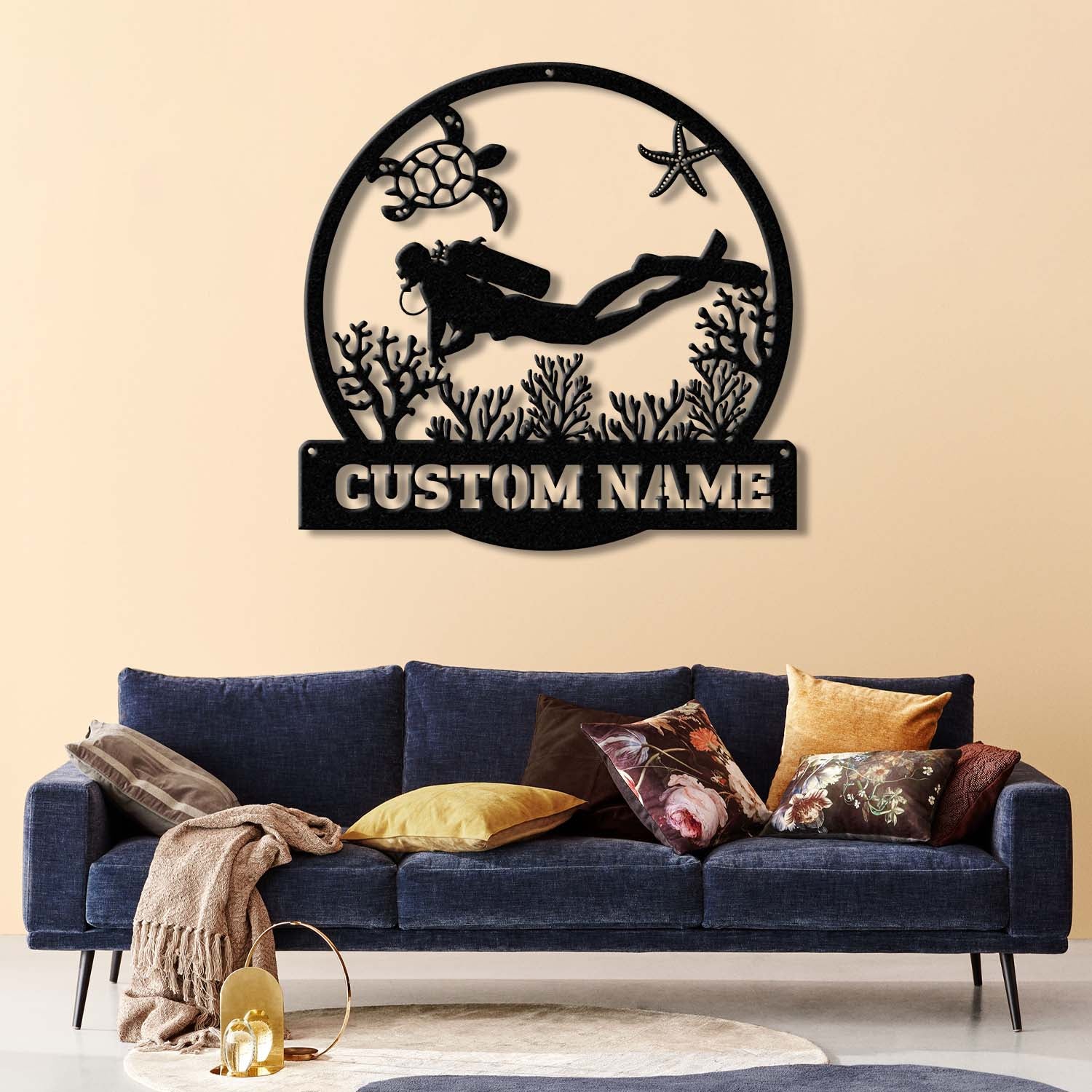 Personalized Scuba Diving Metal Sign with Led Light, Custom Water Sport Wall Art, Monogram Diving Decor, Scuba Wall Hanging, Gift for Divers