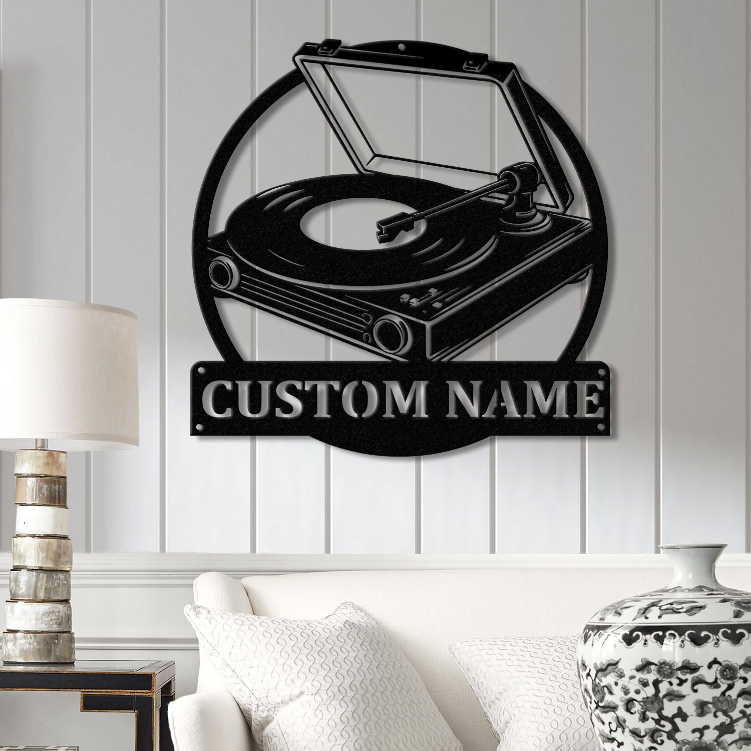 Custom Turntable Record Metal Sign, Personalized Music Studio Wall Art, Music Lover Sign, Custom Living Room Decor for Vinyl Enthusiasts