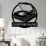 Custom Turntable Record Metal Sign, Personalized Music Studio Wall Art, Music Lover Sign, Custom Living Room Decor for Vinyl Enthusiasts