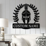 Custom Spartan Warrior Monogram Metal Sign with LED Lights, Personalized Spartan Wall Art, Metal Spartan Decor for Home or Gym