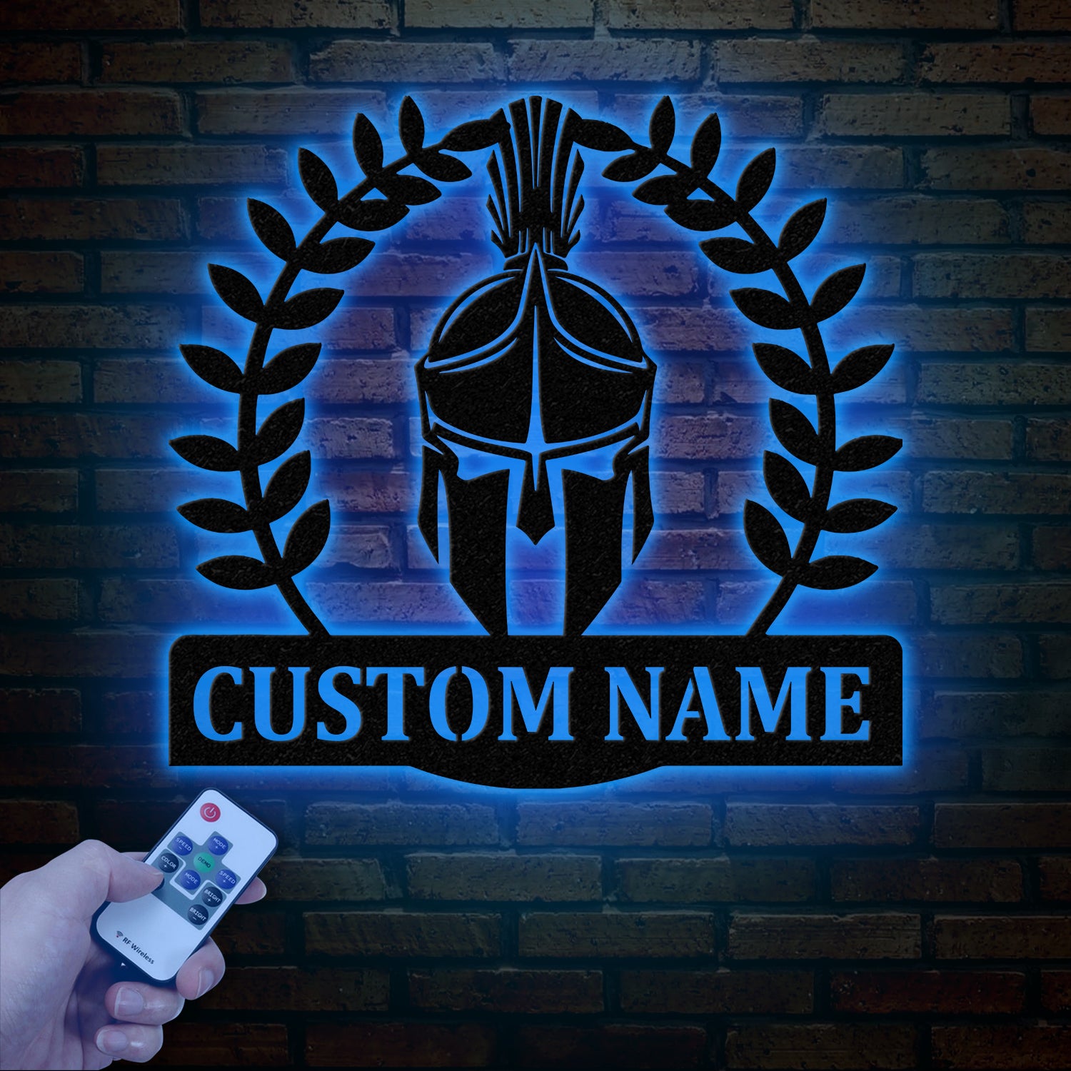 Custom Spartan Warrior Monogram Metal Sign with LED Lights, Personalized Spartan Wall Art, Metal Spartan Decor for Home or Gym