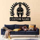 Custom Spartan Warrior Monogram Metal Sign with LED Lights, Personalized Spartan Wall Art, Metal Spartan Decor for Home or Gym
