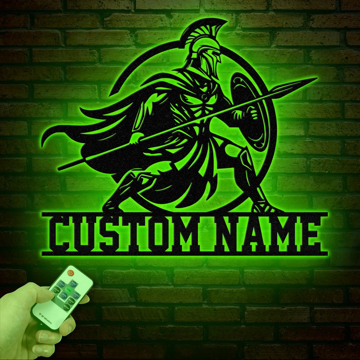 Custom Spartan Warrior Monogram Metal Sign with LED Lights, Personalized Spartan Wall Art, Metal Spartan Decor for Home or Gym