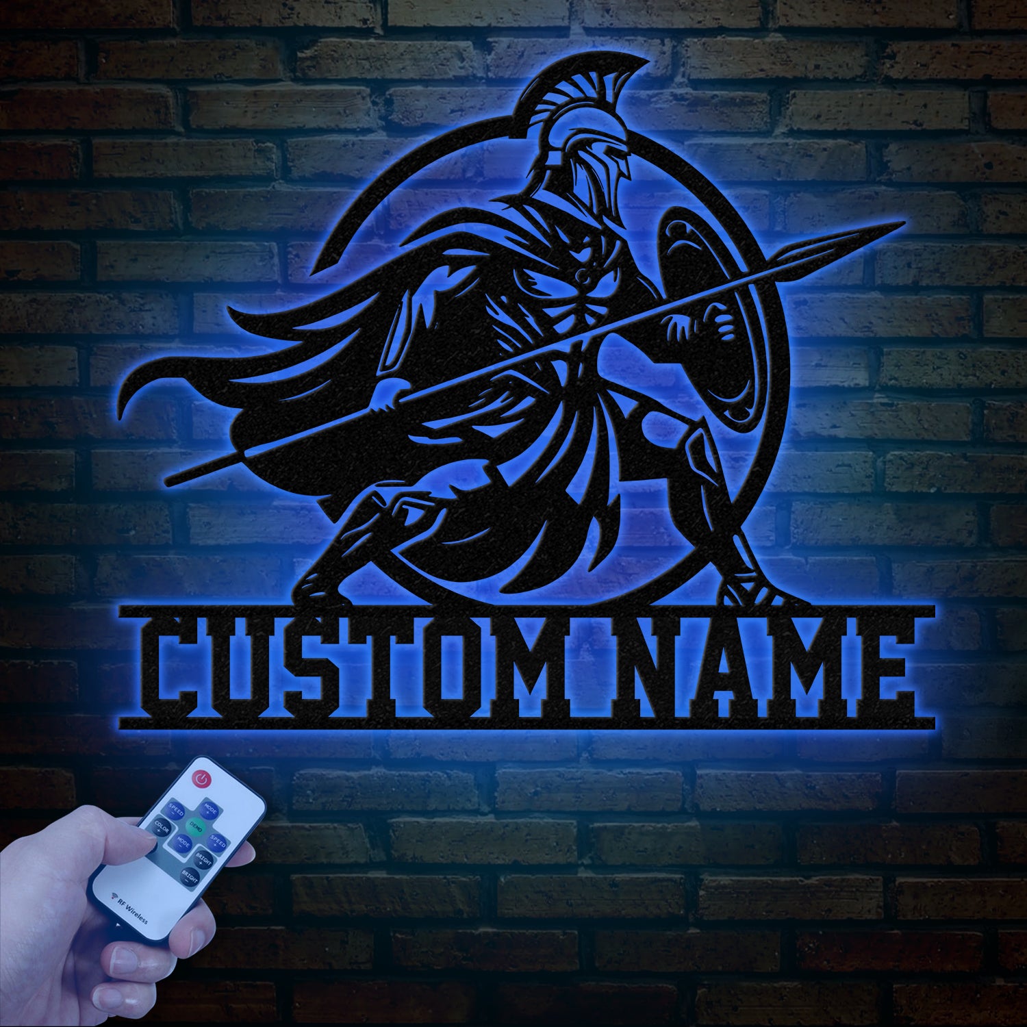 Custom Spartan Warrior Monogram Metal Sign with LED Lights, Personalized Spartan Wall Art, Metal Spartan Decor for Home or Gym