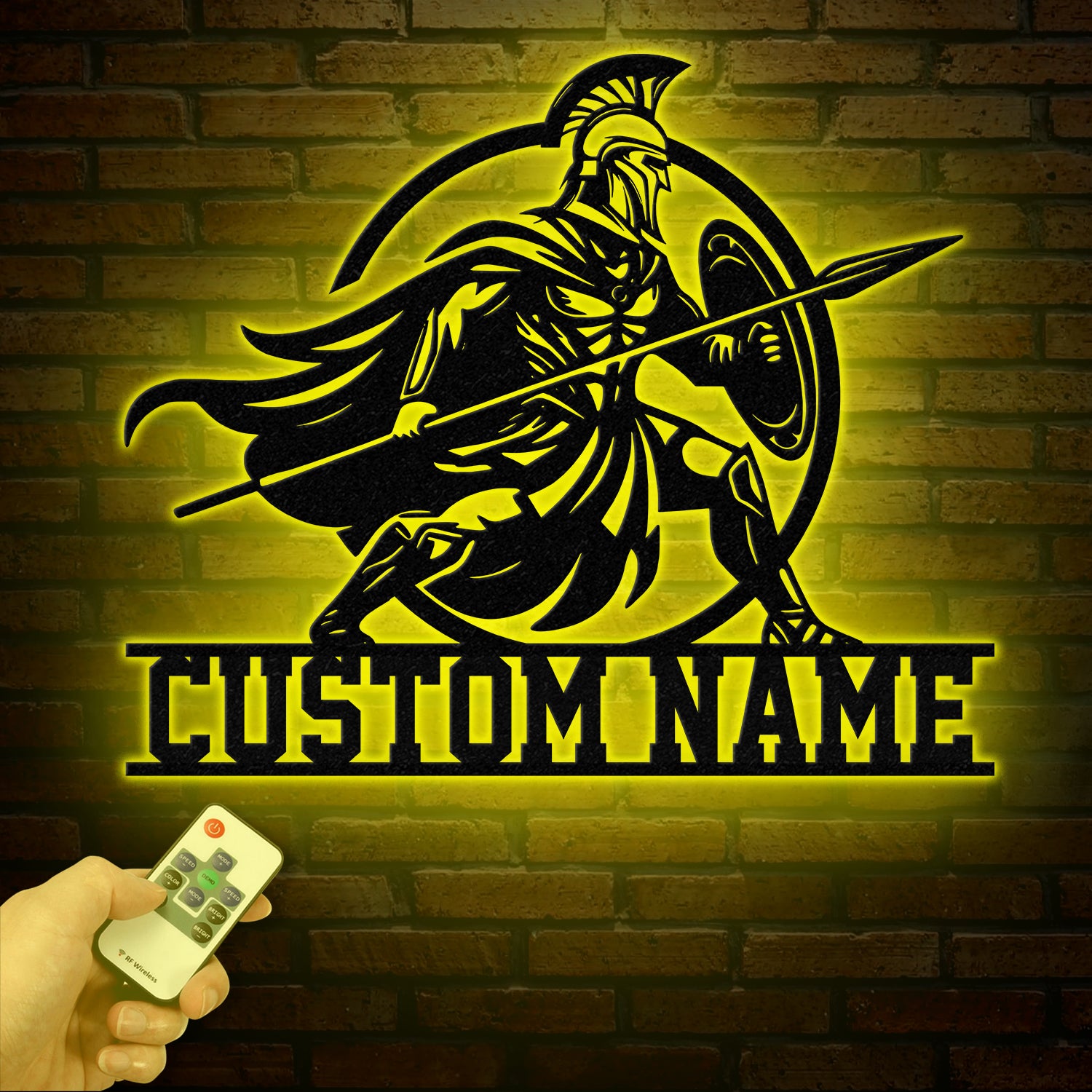 Custom Spartan Warrior Monogram Metal Sign with LED Lights, Personalized Spartan Wall Art, Metal Spartan Decor for Home or Gym