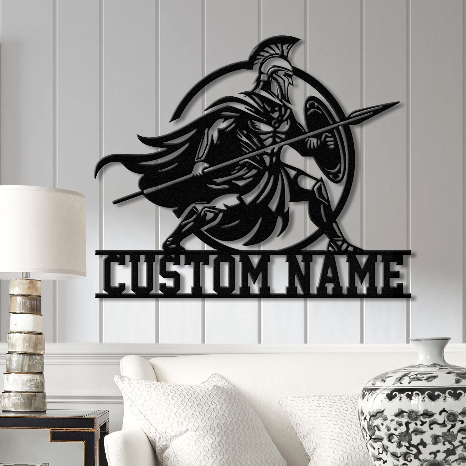 Custom Spartan Warrior Monogram Metal Sign with LED Lights, Personalized Spartan Wall Art, Metal Spartan Decor for Home or Gym