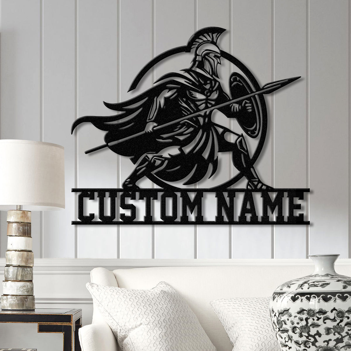 Custom Spartan Warrior Monogram Metal Sign with LED Lights, Personalized Spartan Wall Art, Metal Spartan Decor for Home or Gym