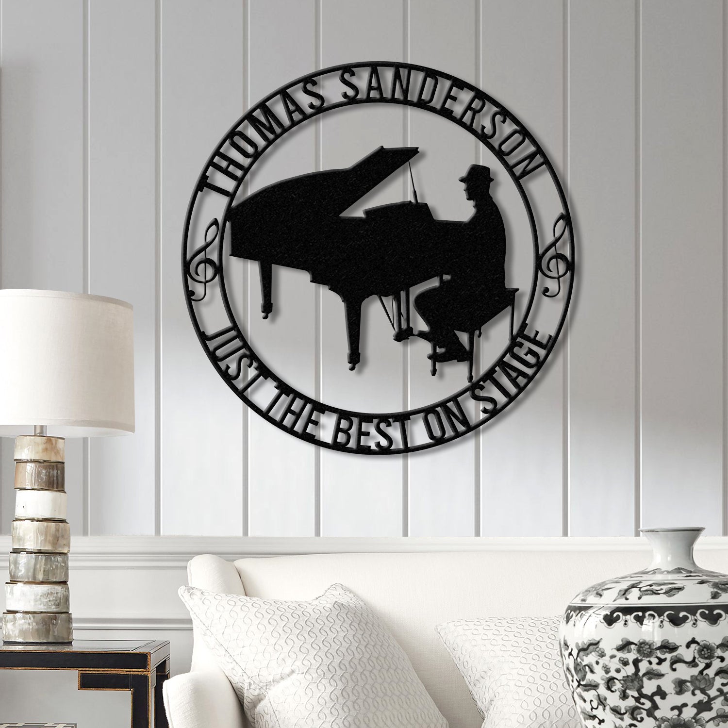 Custom Piano Player Name Metal Sign, Personalized Musician Wall Decor, Music Entertainer Gift, Piano Artist Wall Hanging, Musician Name Sign