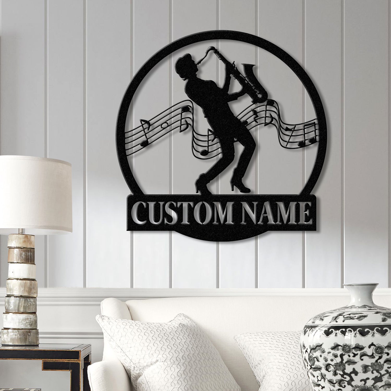 Custom Saxophone Player Name Metal Sign, Personalized Jazz Lover Gift, Musician Wall Decor, Jazz Player Name Sign, Gift for Music Lover
